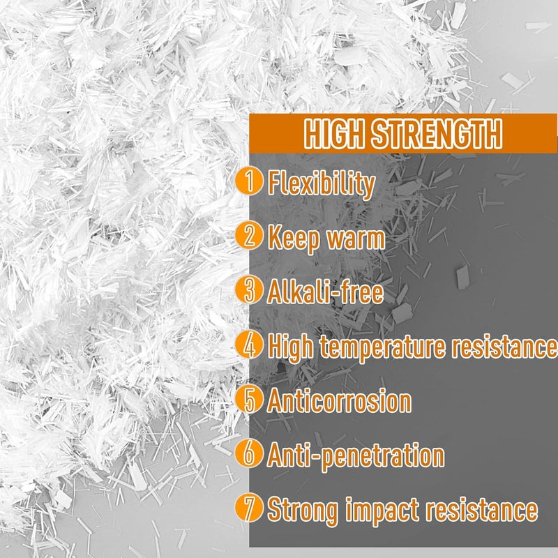 Fabbay 4.4 Lb Fiberglass for Cement 6mm and 9mm Mortar Concrete Fiberglass Chop Strands Fiber Reinforcement Anti Seepage Anti Cracking White Milled Glass Fiber for Concrete Cement, Building Wall Garden Floor - Image 3